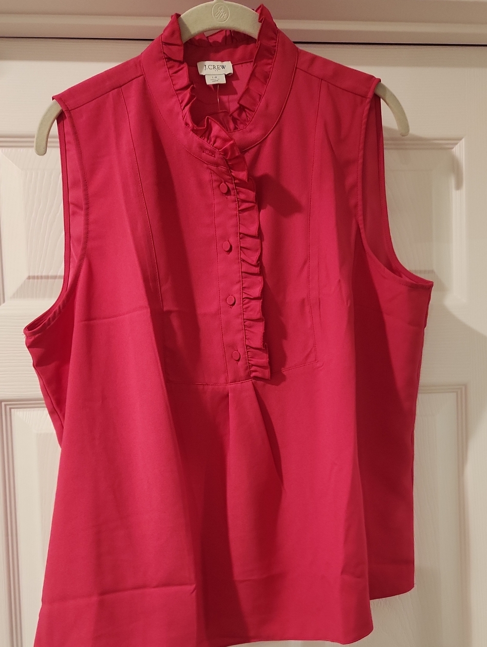 J. Crew Factory Sleeveless Ruffle-Front Top in Hot Pink